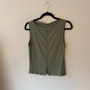 Abercrombie Sleeveless Wibe Rib Button through Slash Top - M